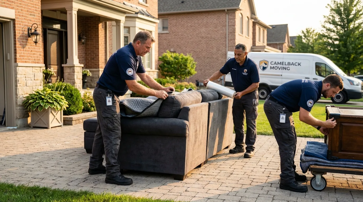 Large estate moving crew wrapping furniture in Townsend, DE